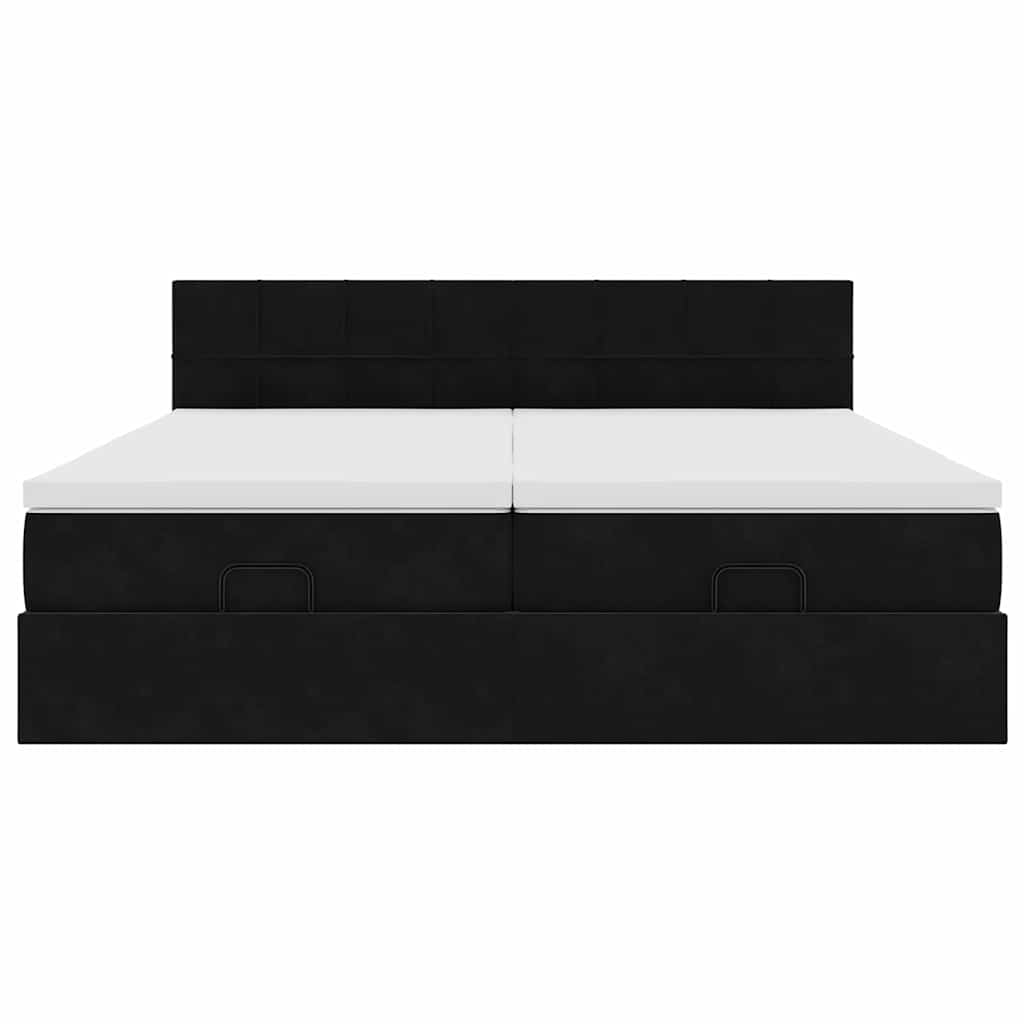 Struttura Letto Pouf con Materassi Nero 180x200 cm in Velluto | homemem39