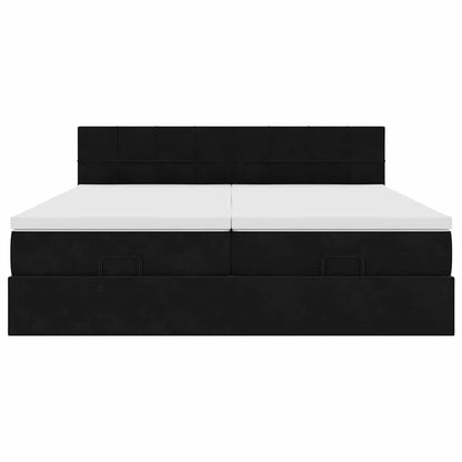 Struttura Letto Pouf con Materassi Nero 180x200 cm in Velluto | homemem39