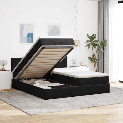 Struttura Letto Pouf con Materassi Nero 180x200 cm in Velluto | homemem39