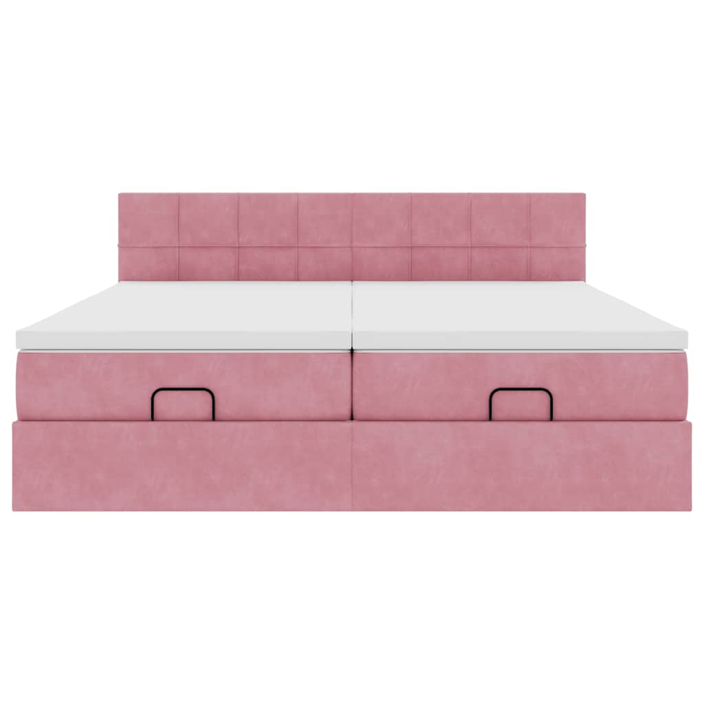 Struttura Letto Pouf con Materassi Rosa 180x200 cm Velluto | homemem39