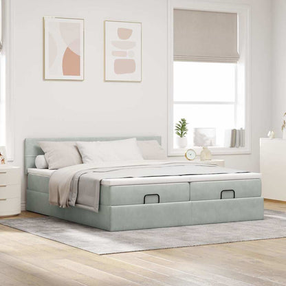 Struttura Letto Pouf con Materassi 200x200 cm Velluto | homemem39