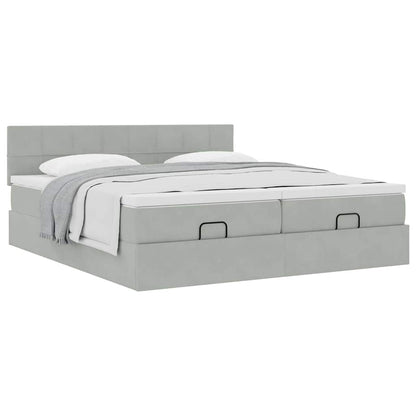 Struttura Letto Pouf con Materassi 200x200 cm Velluto | homemem39