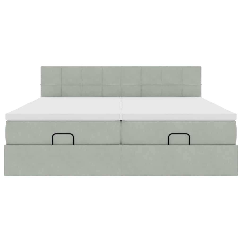 Struttura Letto Pouf con Materassi 200x200 cm Velluto