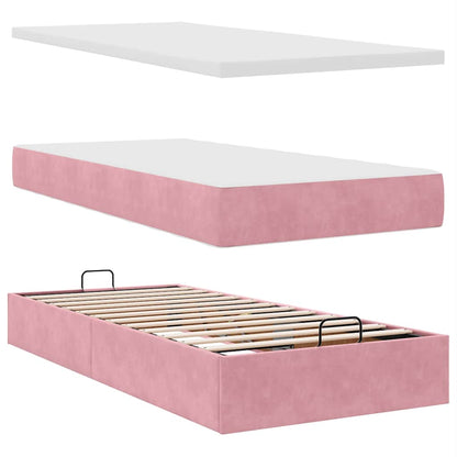 Struttura Letto Pouf con Materassi Rosa 200x200 cm Velluto | homemem39