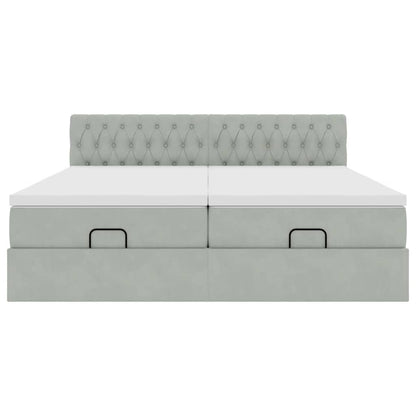 Struttura Letto Pouf con Materassi 160x200 cm in Velluto