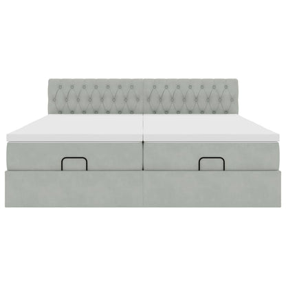 Struttura Letto Pouf con Materassi 200x200 cm Velluto
