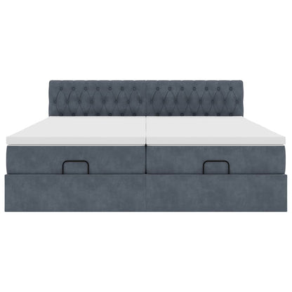 Struttura Letto Pouf con Materassi 200x200 cm Velluto - homemem39
