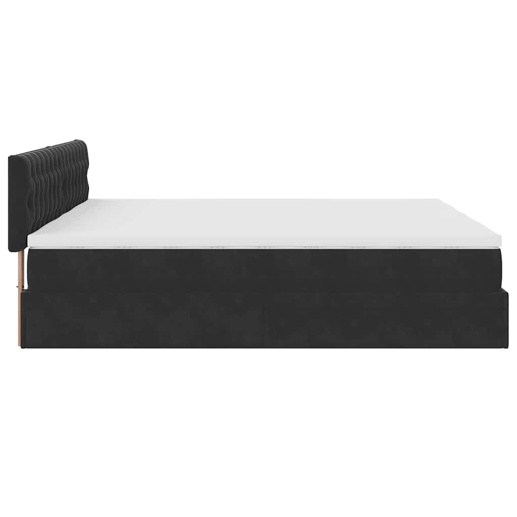 Struttura Letto Pouf con Materassi Nero 200x200 cm Velluto