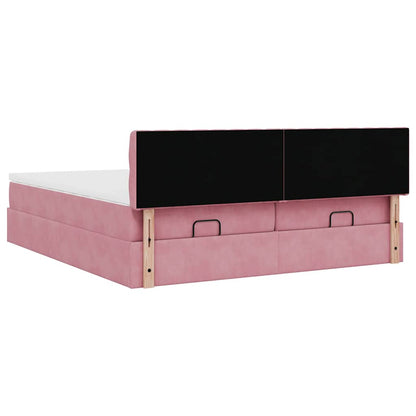 Struttura Letto Pouf con Materassi Rosa 200x200 cm Velluto | homemem39
