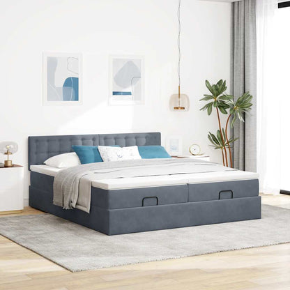 Struttura Letto Pouf con Materassi 180x200 cm Velluto