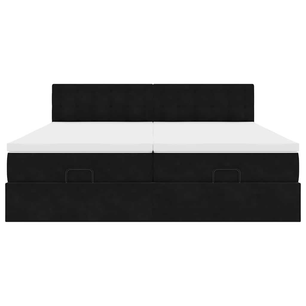 Struttura Letto Pouf con Materassi Nero 180x200 cm in Velluto | homemem39