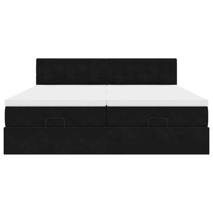 Struttura Letto Pouf con Materassi Nero 180x200 cm in Velluto | homemem39