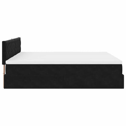 Struttura Letto Pouf con Materassi Nero 180x200 cm in Velluto