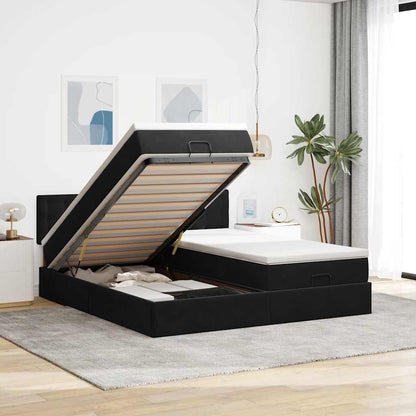 Struttura Letto Pouf con Materassi Nero 180x200 cm in Velluto | homemem39