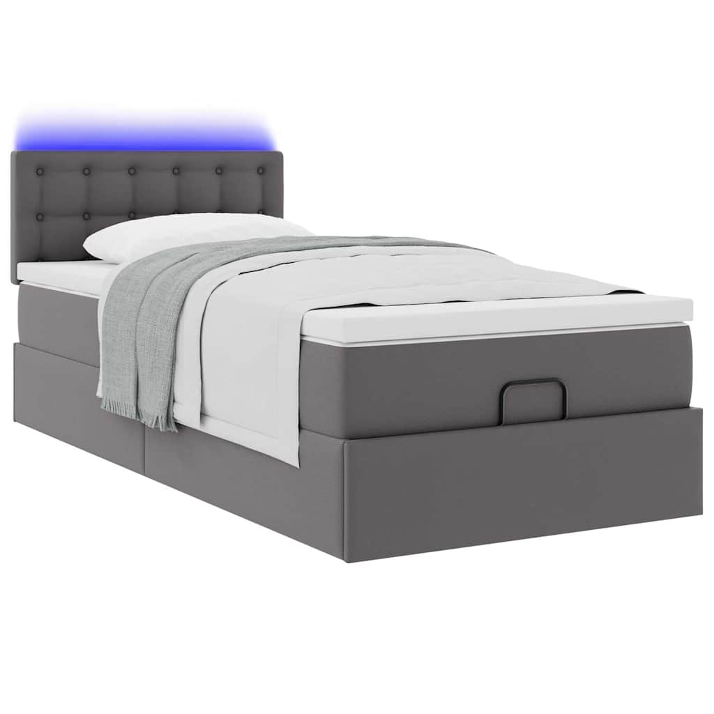 Struttura Letto Pouf con Materasso Grigio 90x190 cm Similpelle | homemem39