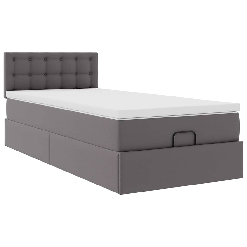 Struttura Letto Pouf con Materasso Grigio 90x190 cm Similpelle | homemem39