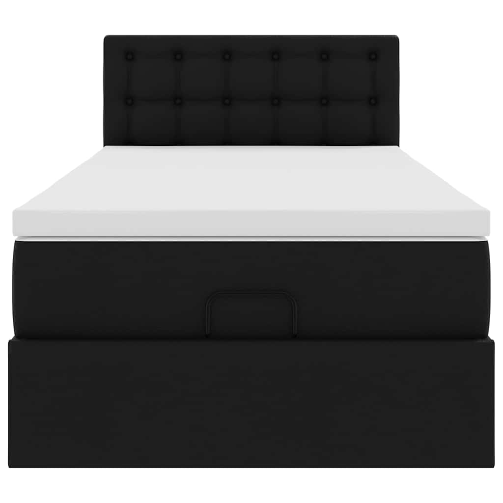 Struttura Letto Pouf con Materasso Nero 90x200 cm Similpelle | homemem39