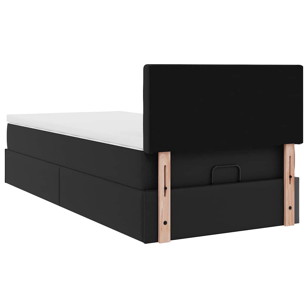 Struttura Letto Pouf con Materasso Nero 90x200 cm Similpelle | homemem39