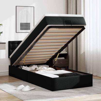 Struttura Letto Pouf con Materasso Nero 90x200 cm Similpelle | homemem39