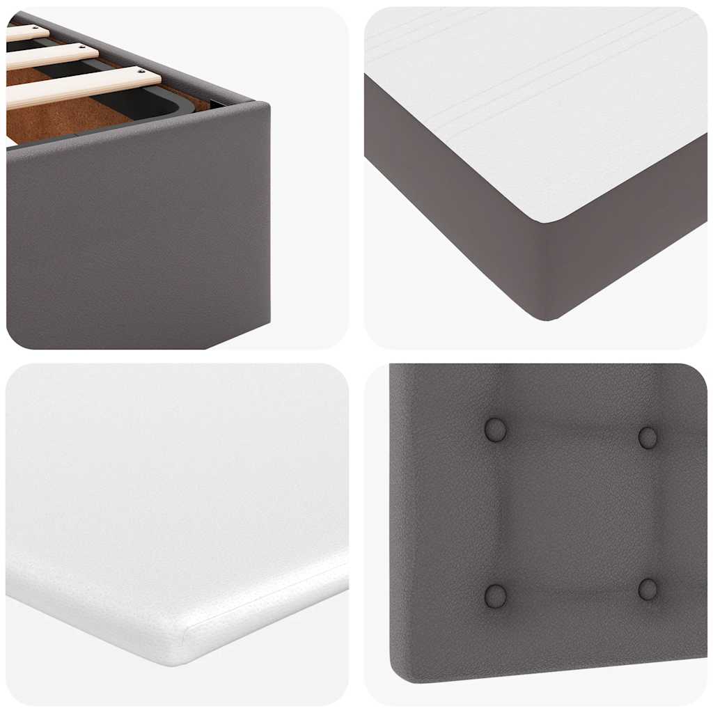 Struttura Letto Pouf con Materasso Grigio 90x200 cm Similpelle