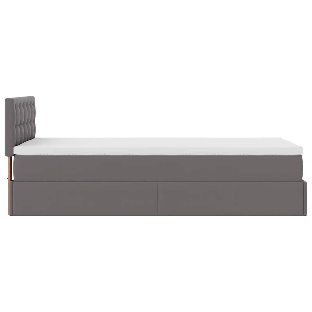 Struttura Letto Pouf con Materasso Grigio 90x200 cm Similpelle