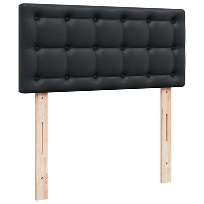 Struttura Letto Pouf con Materasso Nero 100x200 cm Similpelle