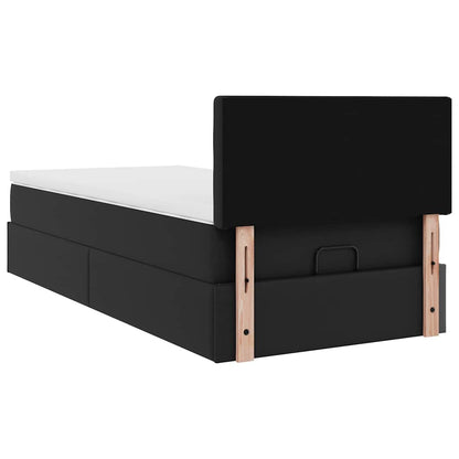 Struttura Letto Pouf con Materasso Nero 100x200 cm Similpelle