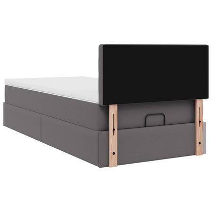 Struttura Letto Pouf con Materasso Grigio 100x200 cm Similpelle
