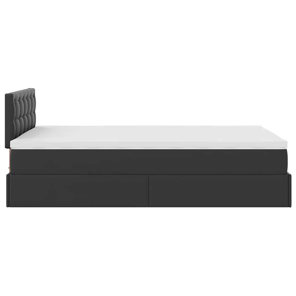 Pouf Letto con Materassi e LED Nero 120x190 cm Similpelle