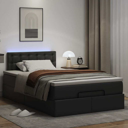 Pouf Letto con Materassi e LED Nero 120x190 cm Similpelle