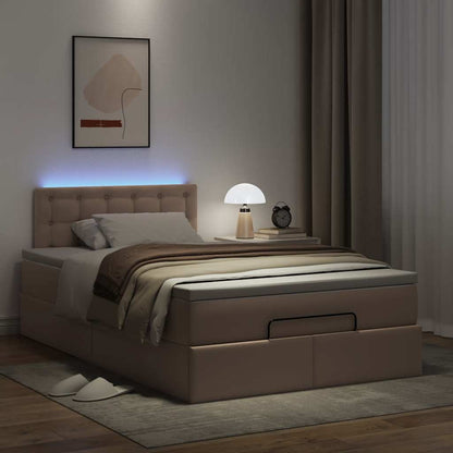 Pouf Letto con Materassi e LED Cappuccino 120x190 cm Similpelle | homemem39