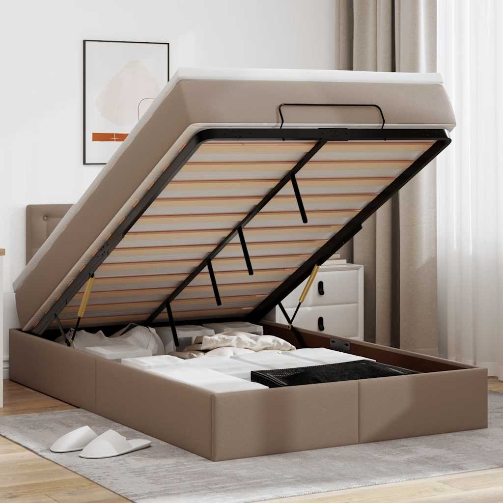 Pouf Letto con Materassi e LED Cappuccino 120x190 cm Similpelle | homemem39