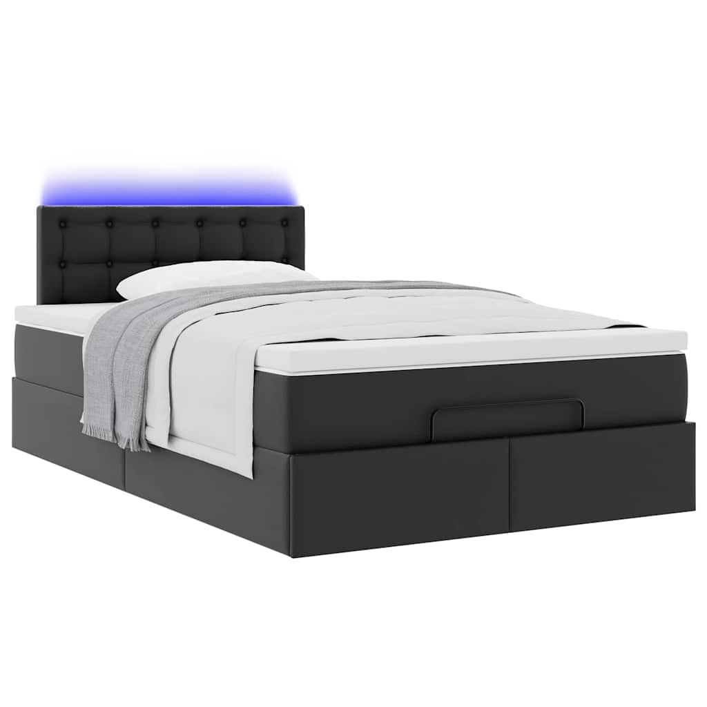 Struttura Letto Pouf con Materasso Nero 120x200 cm Similpelle | homemem39