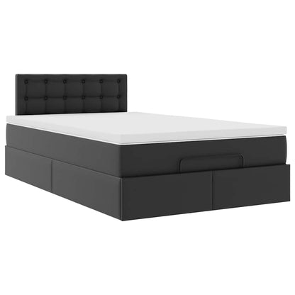 Struttura Letto Pouf con Materasso Nero 120x200 cm Similpelle | homemem39