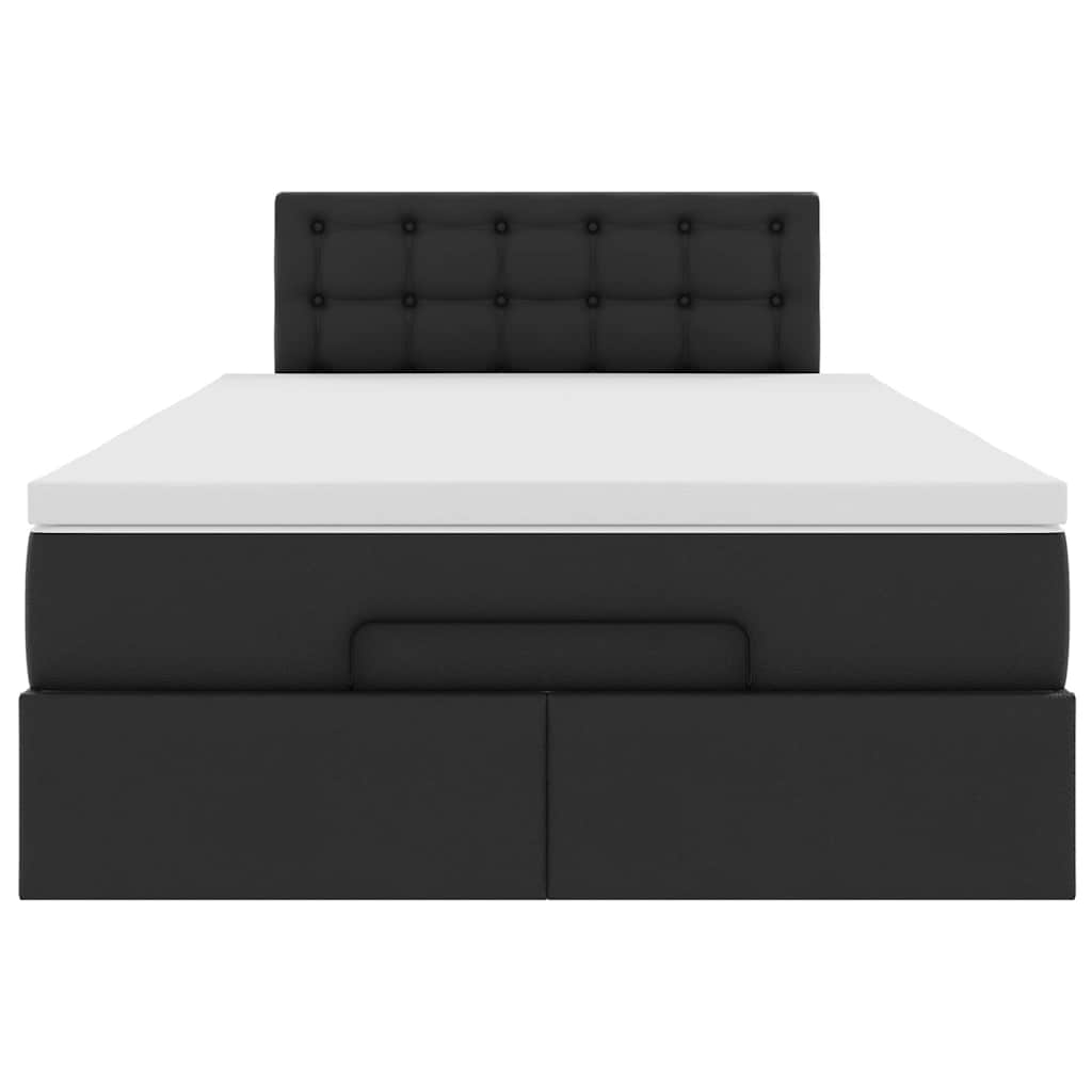 Struttura Letto Pouf con Materasso Nero 120x200 cm Similpelle | homemem39