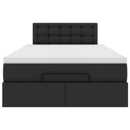 Struttura Letto Pouf con Materasso Nero 120x200 cm Similpelle | homemem39