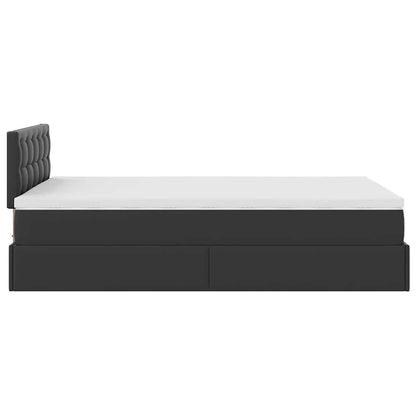 Struttura Letto Pouf con Materasso Nero 120x200 cm Similpelle | homemem39