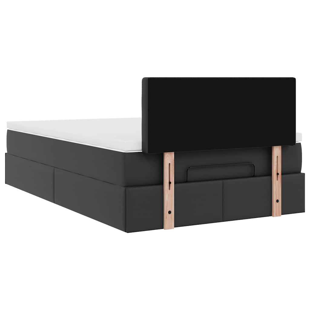 Struttura Letto Pouf con Materasso Nero 120x200 cm Similpelle | homemem39