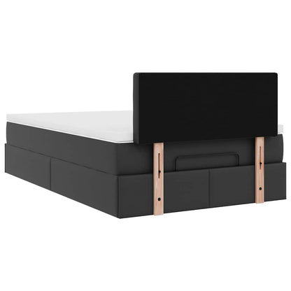 Struttura Letto Pouf con Materasso Nero 120x200 cm Similpelle | homemem39