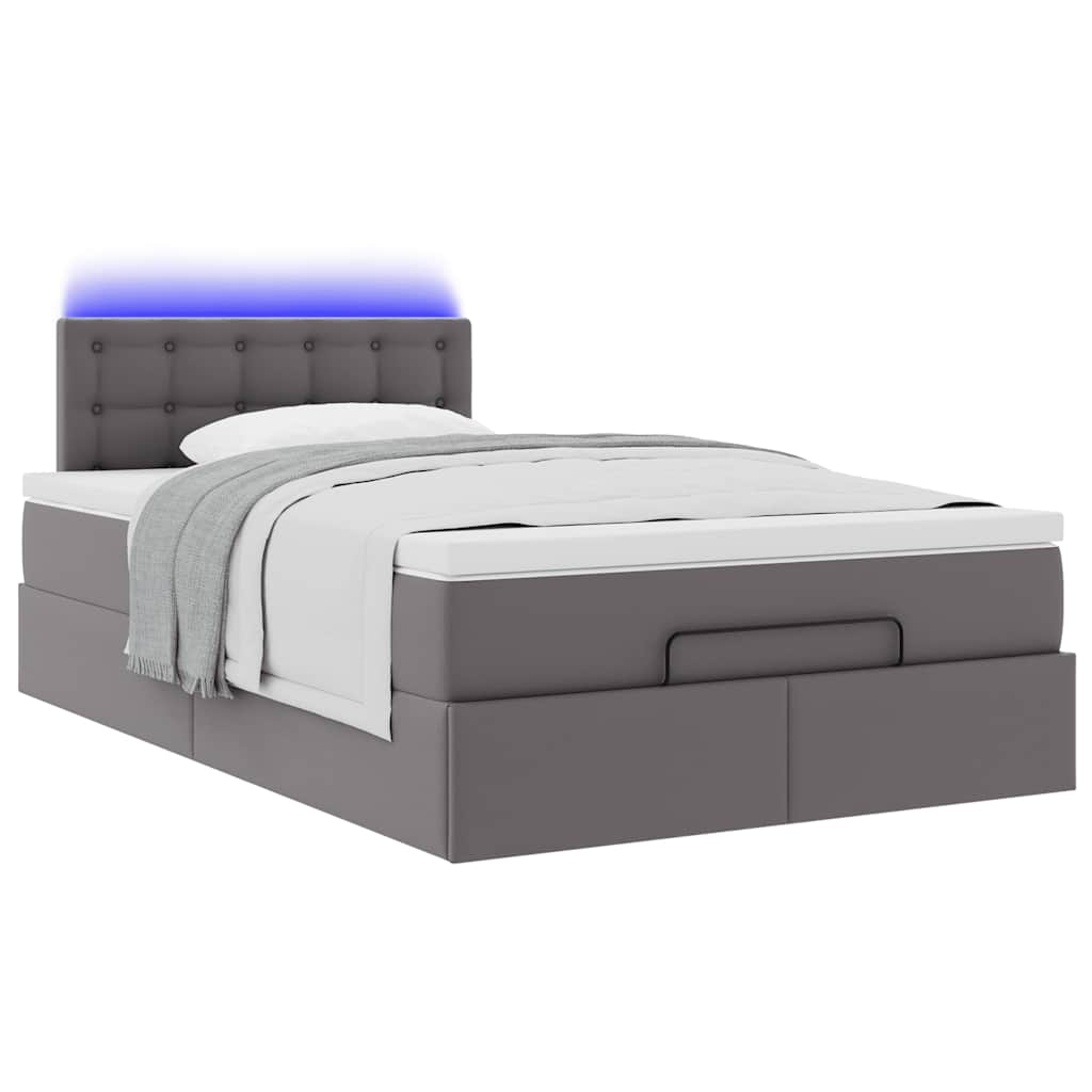 Struttura Letto Pouf con Materasso Grigio 120x200 cm Similpelle | homemem39