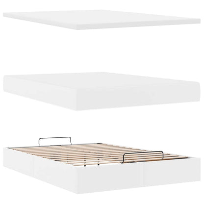 Pouf Letto con Materassi e LED Bianco Puro 140x190cm Similpelle