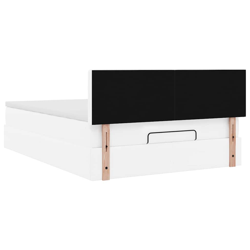 Pouf Letto con Materassi e LED Bianco Puro 140x190cm Similpelle