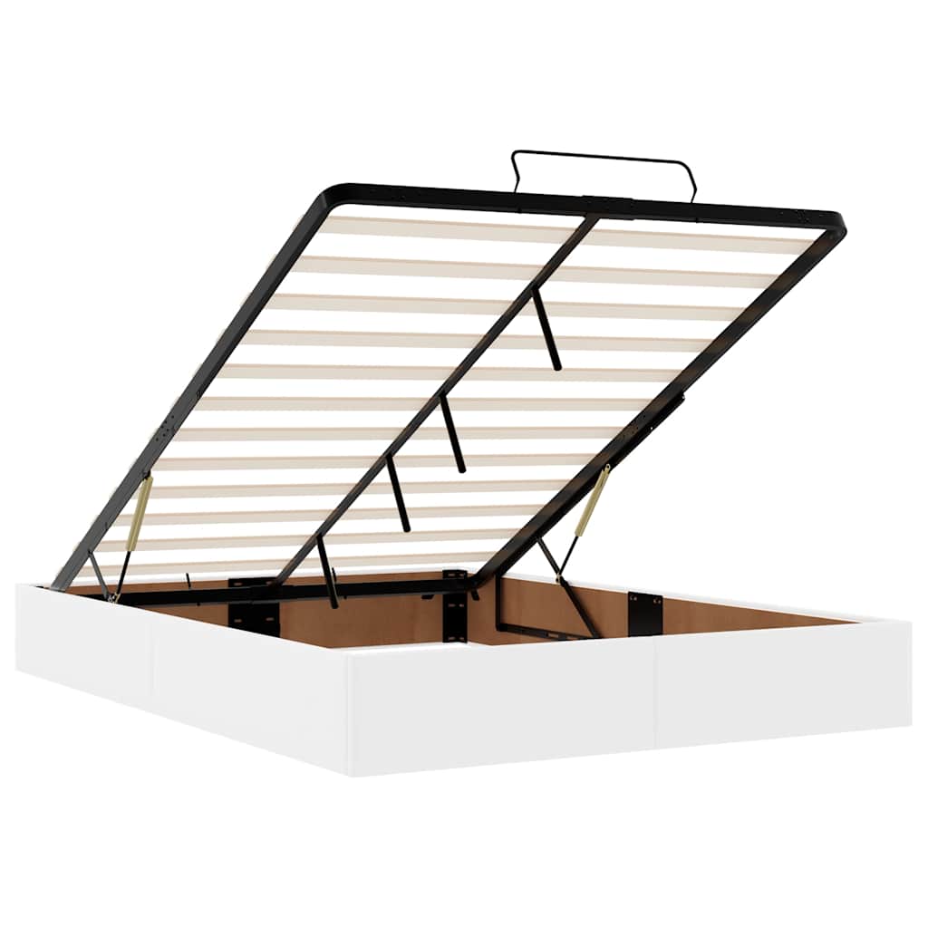 Pouf Letto con Materassi e LED Bianco Puro 140x190cm Similpelle