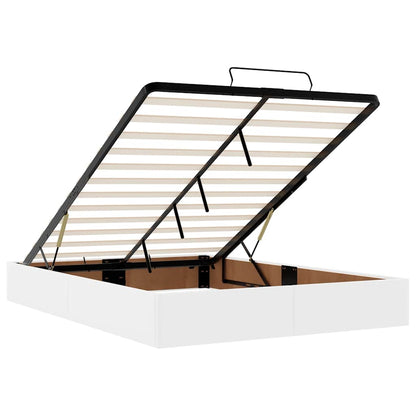 Pouf Letto con Materassi e LED Bianco Puro 140x190cm Similpelle