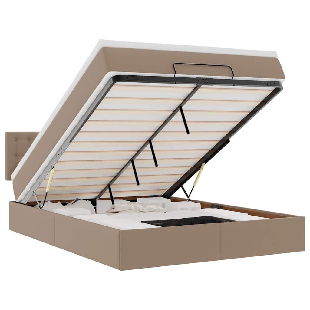 Pouf Letto con Materassi e LED Cappuccino 140x190cm Similpelle | homemem39