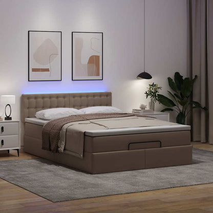 Pouf Letto con Materassi e LED Cappuccino 140x190cm Similpelle | homemem39