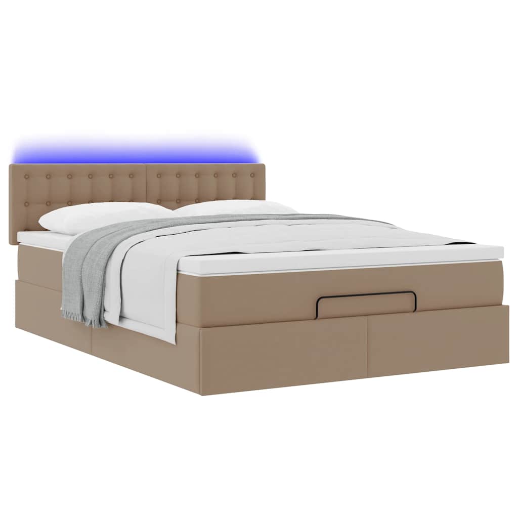 Pouf Letto con Materassi e LED Cappuccino 140x190cm Similpelle | homemem39