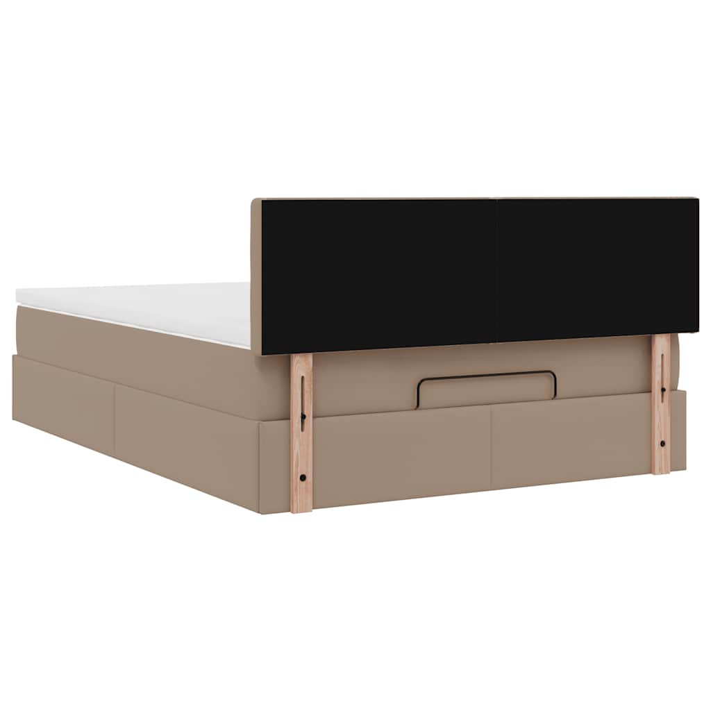 Pouf Letto con Materassi e LED Cappuccino 140x190cm Similpelle