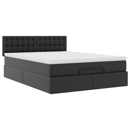 Pouf Letto con Materassi e LED Nero 140x200cm Similpelle