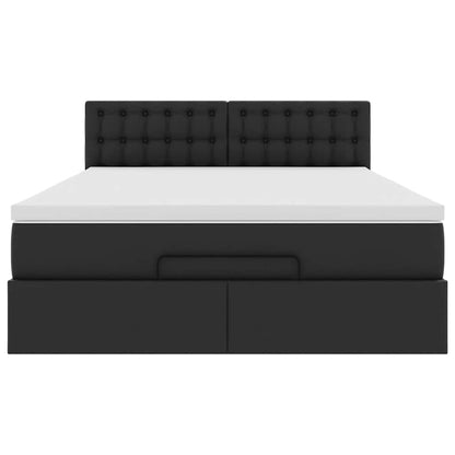 Pouf Letto con Materassi e LED Nero 140x200cm Similpelle